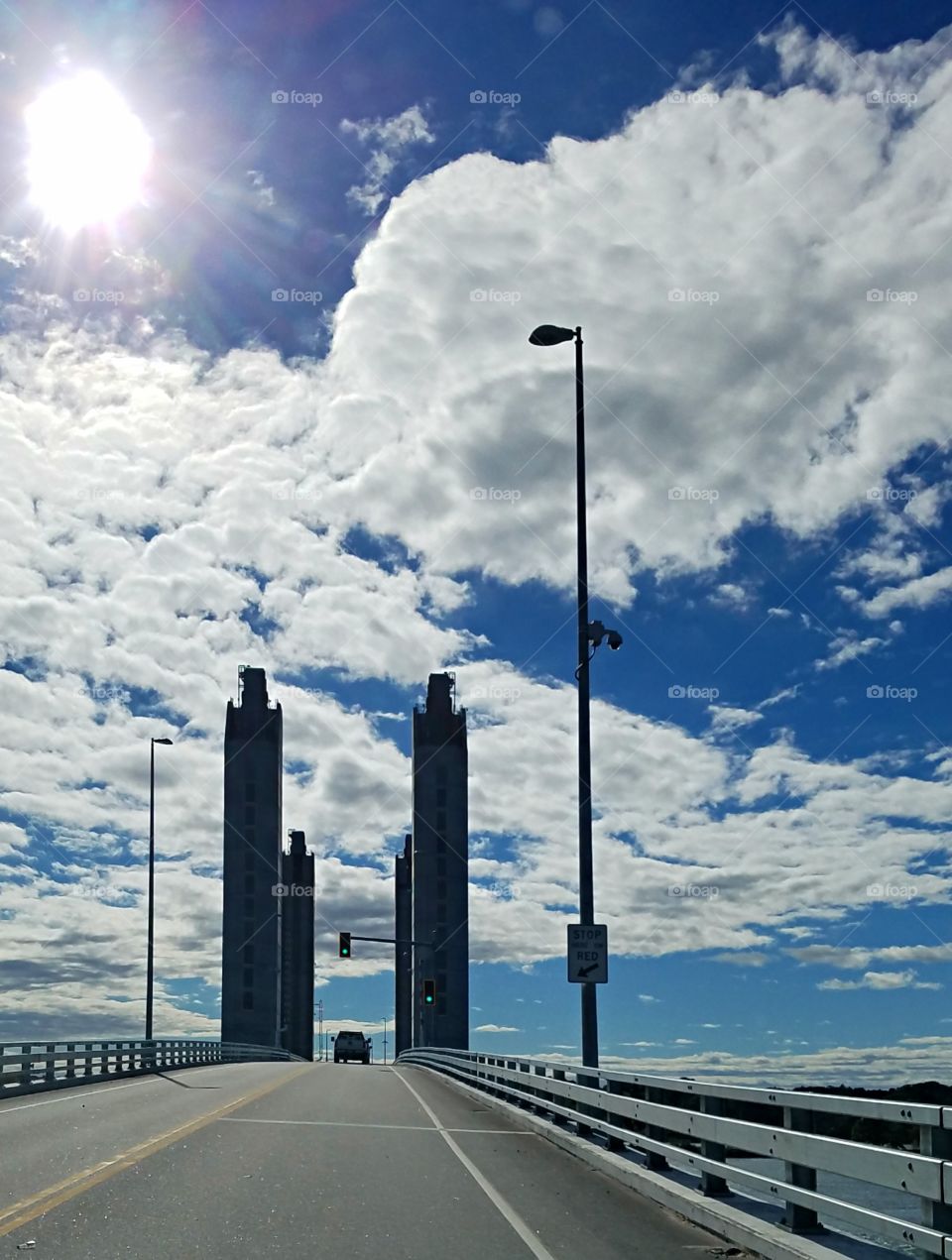 Crossing the draw bridge.