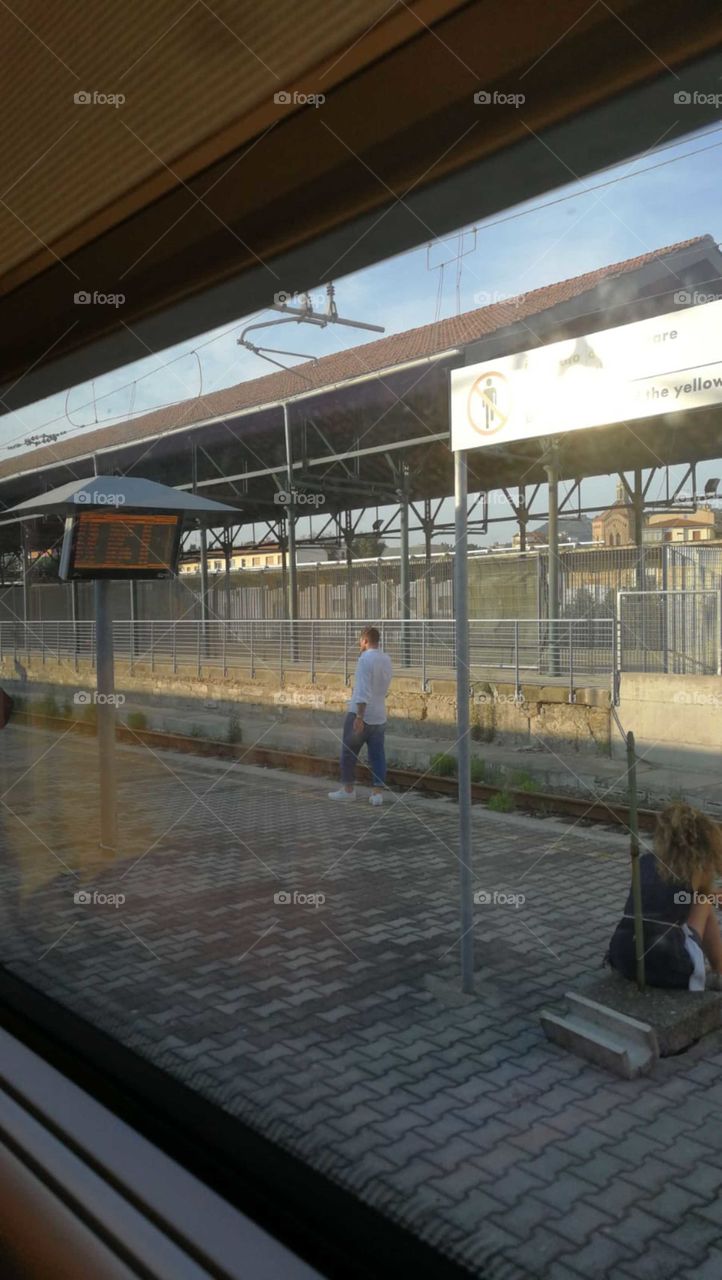 travelling by train.