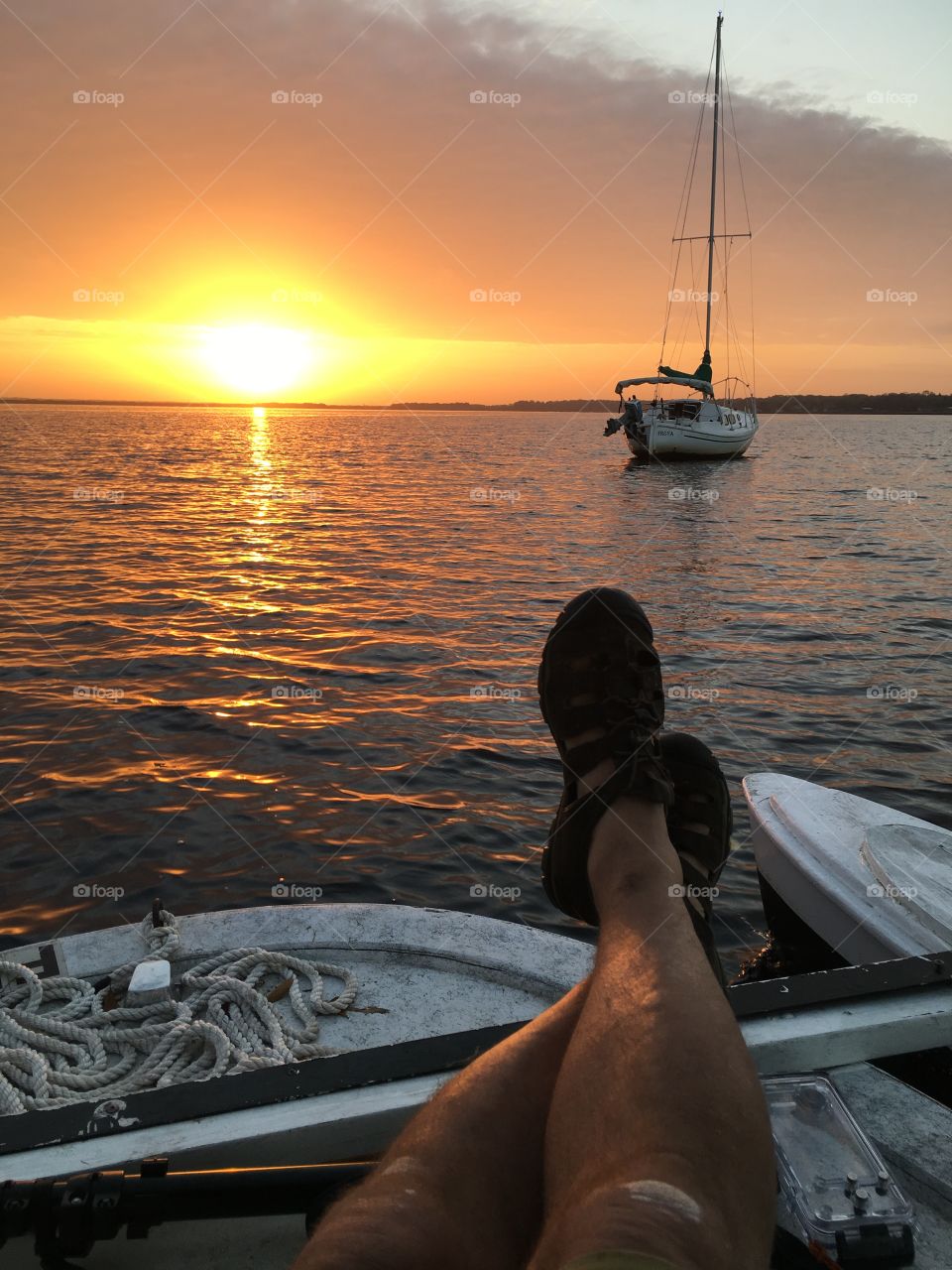 Water, Sunset, Sea, Ocean, Watercraft