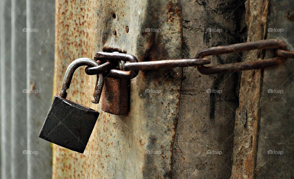 Close-up of rustic lock