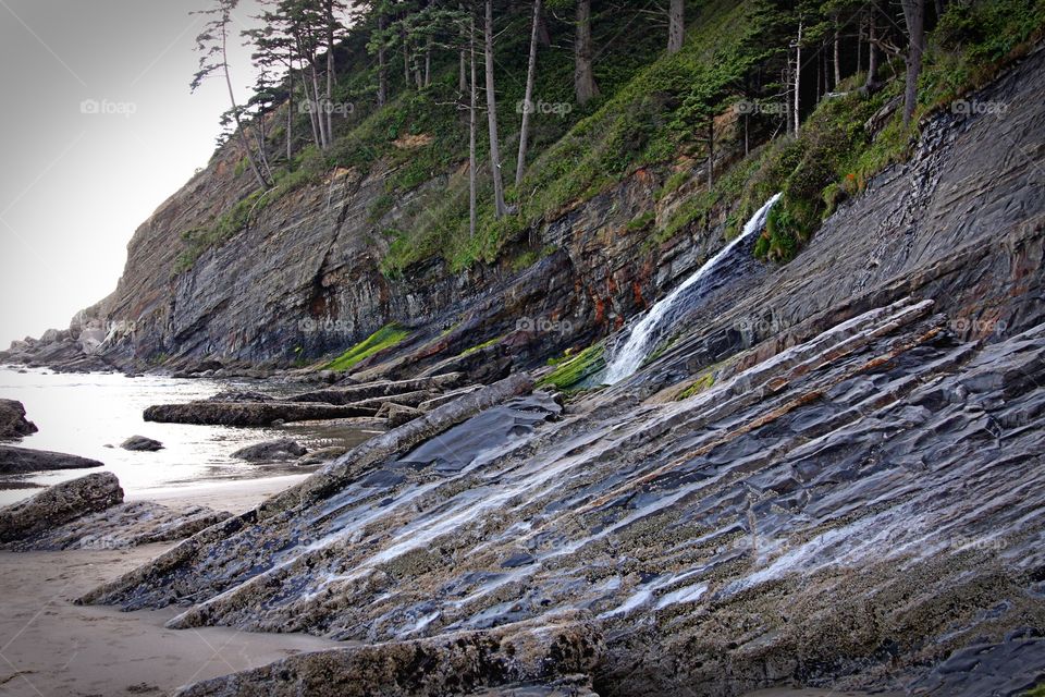 Water falling on sand