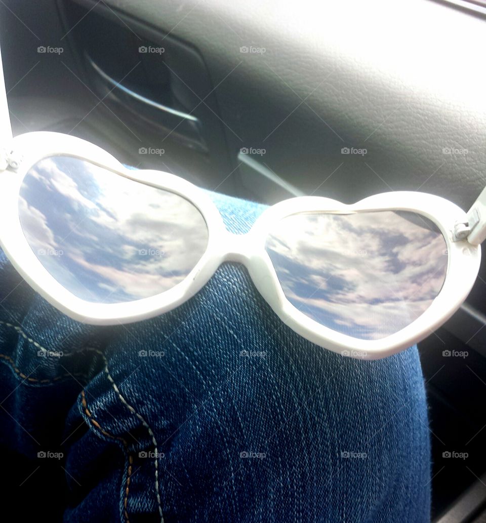 cloudy heart shaped sunglasses