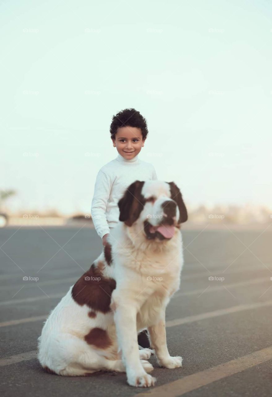 dog and kid