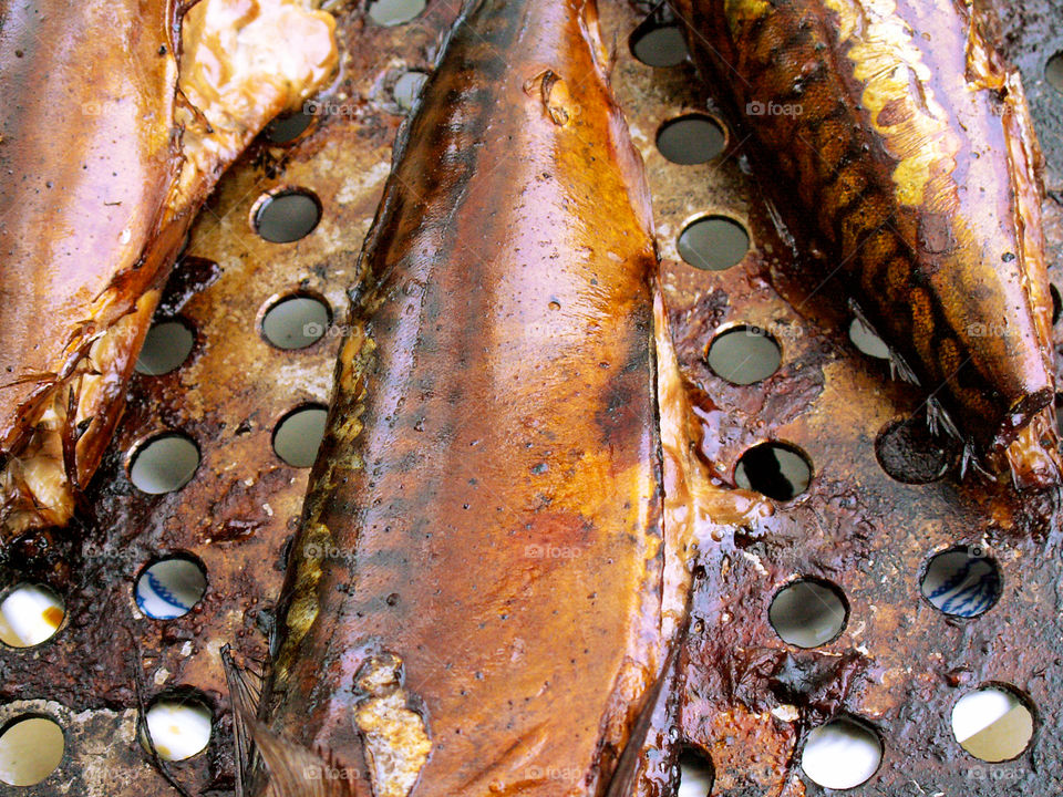 Fried fish on the grill