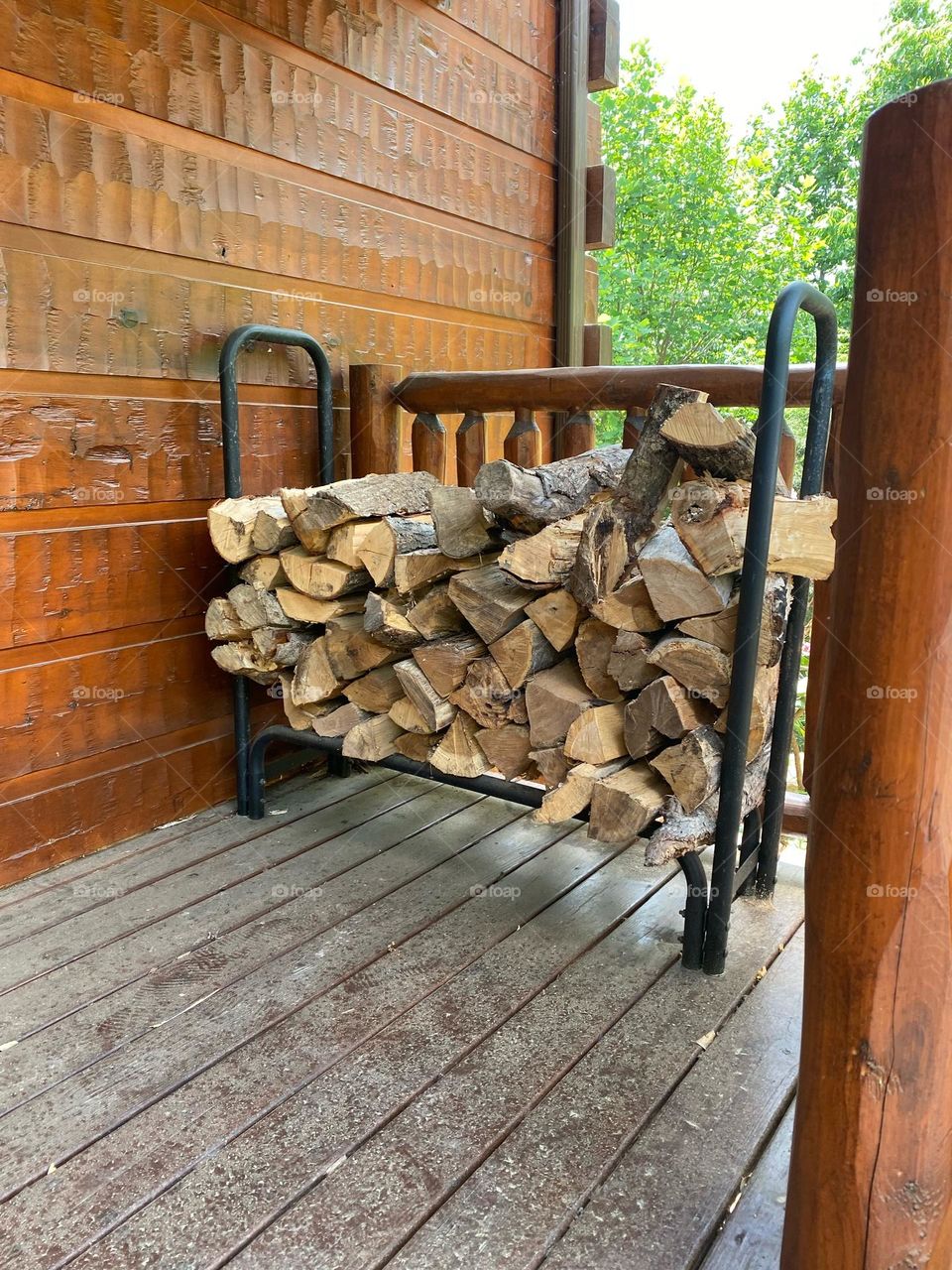 Fire wood on a porch