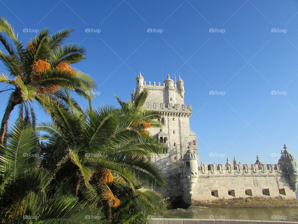 Scenic view of ancient castle against clear sky