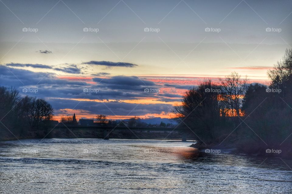 Dramatic sky over river