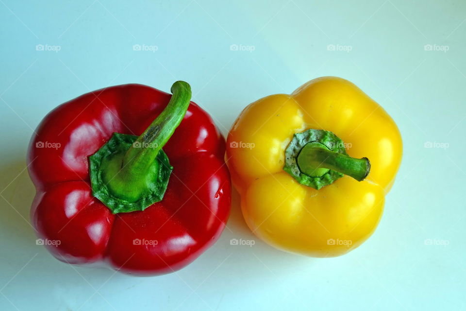 Peppers, yellow, red, food,