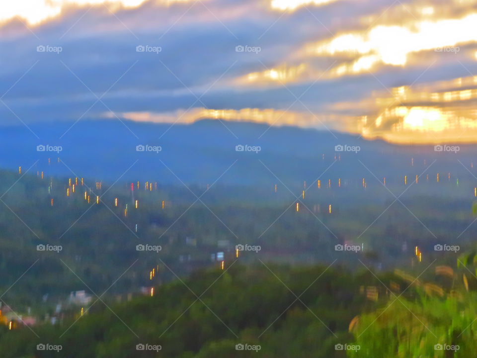 Costa Rica valley at sunset