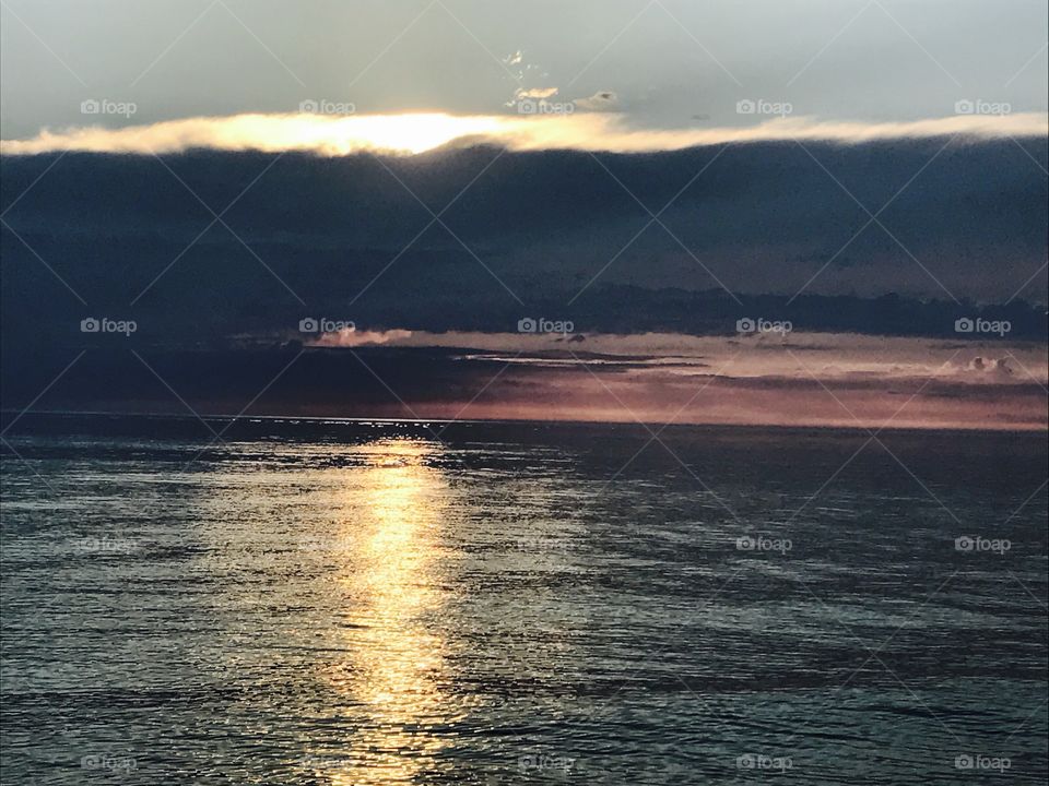 Bold sunset over Lake Michigan 