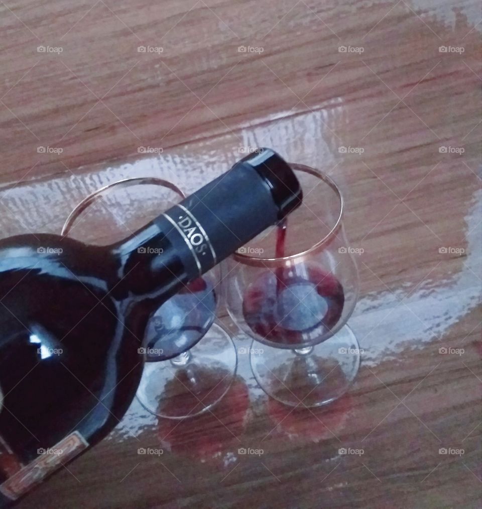 Bottle of wine with glasses