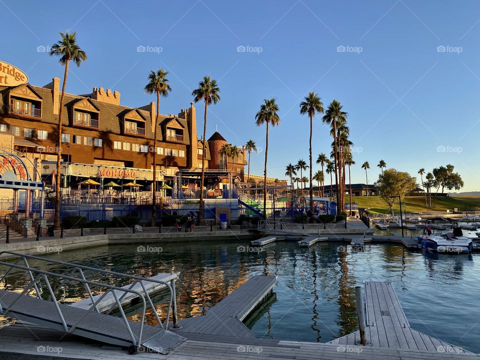 Walking along Shoreline Trail in Lake Havasu City Arizona 