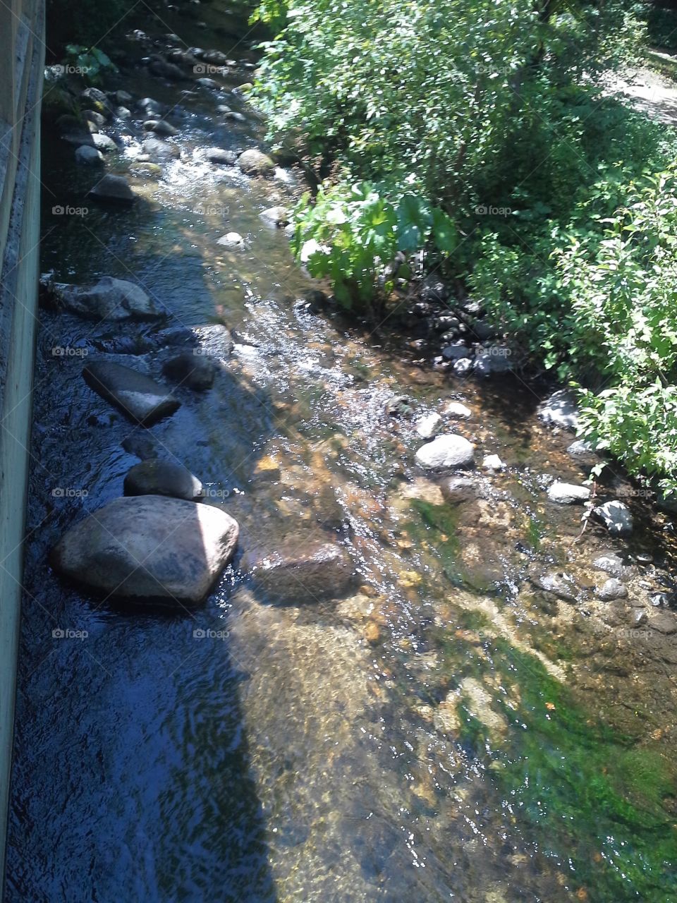 River side eating. The beautiful water flow inches away while eating.
