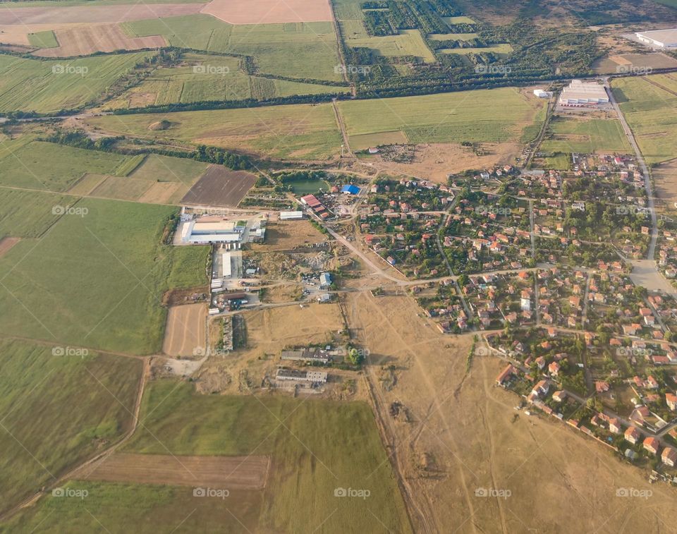 Plane view of Bulgarian countryside