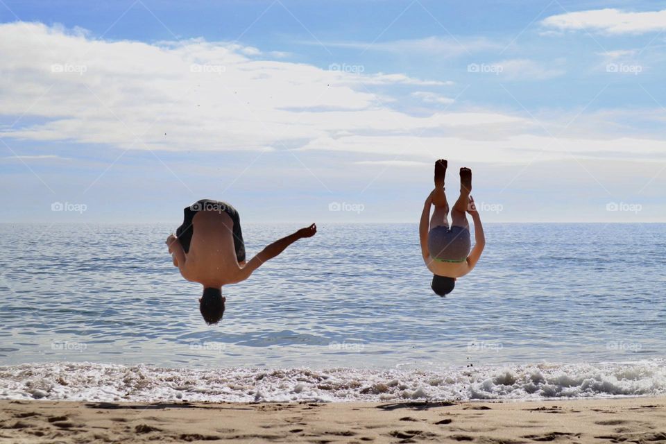 Double flip on the beach