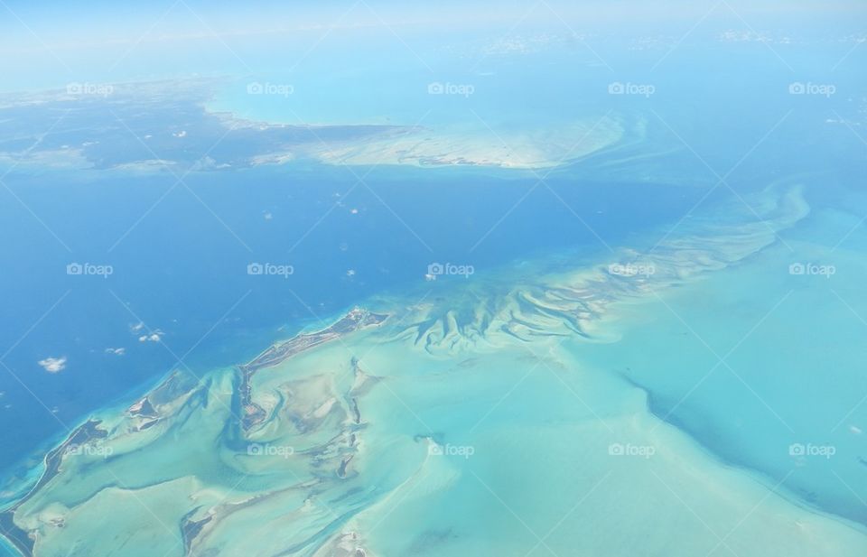 Airplane view of the Caribbean
