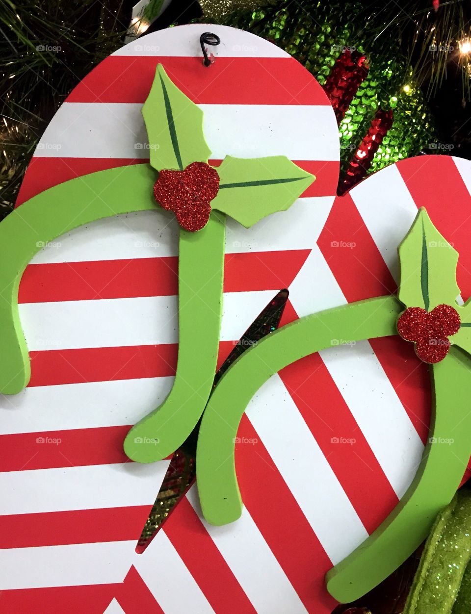 Christmas. Christmas themed flip-flop ornament.