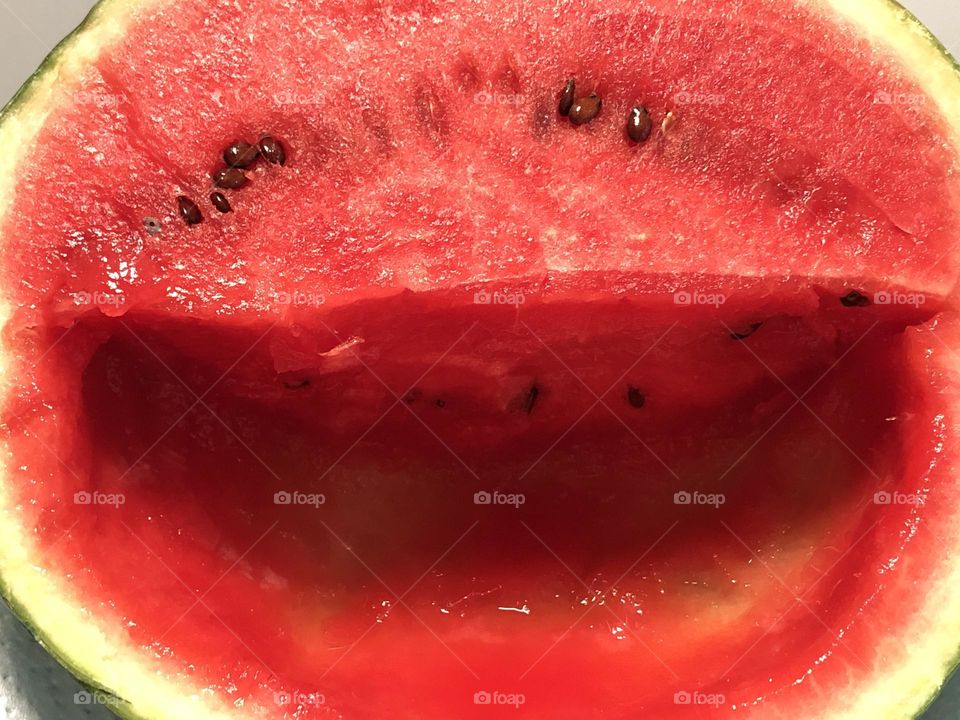 Happy smiling half eaten watermelon 😁