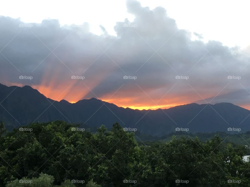 Sunset in mountains 