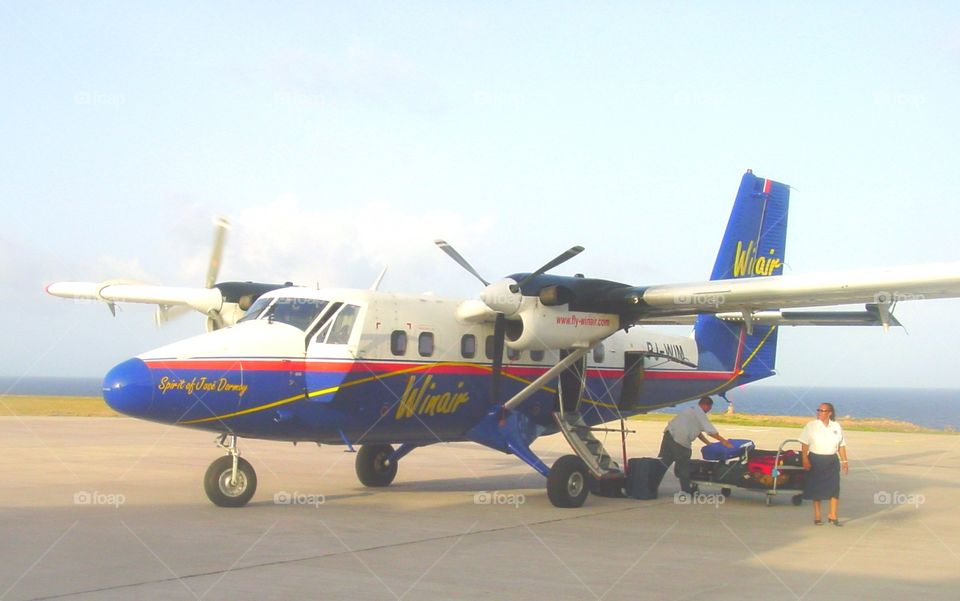 Winair plane at Saba Airport