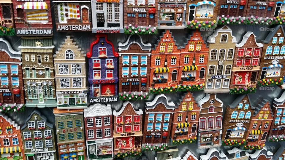 Amsterdam fridge magnets souvenir display