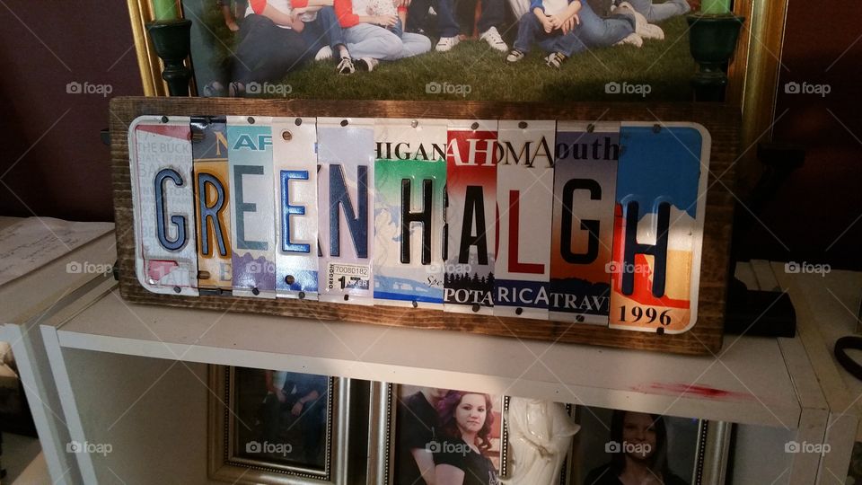 license plate name sign