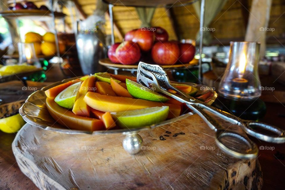 Fruit for breakfast at the Chitwa Chitwa game lodge in South Africa 