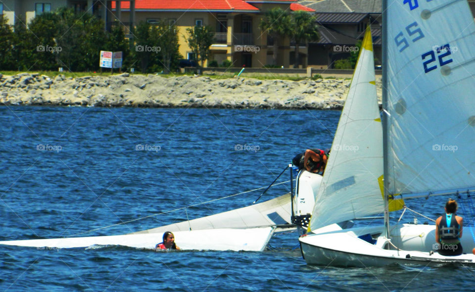 Early Summertime Swimming! Young sailors try to find their sea legs in the vast open waters!