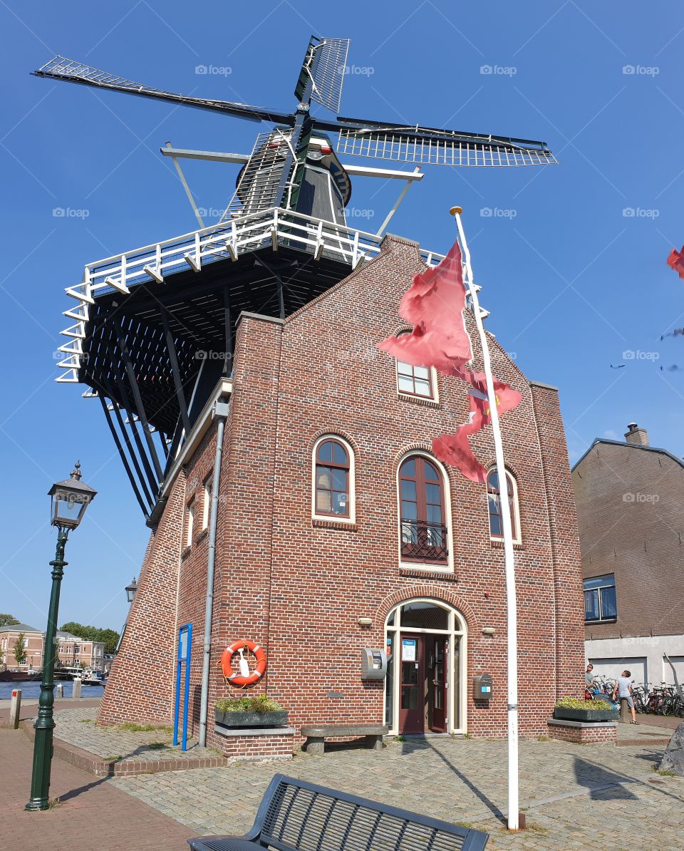 Windmill on a sunny day in Haarlem