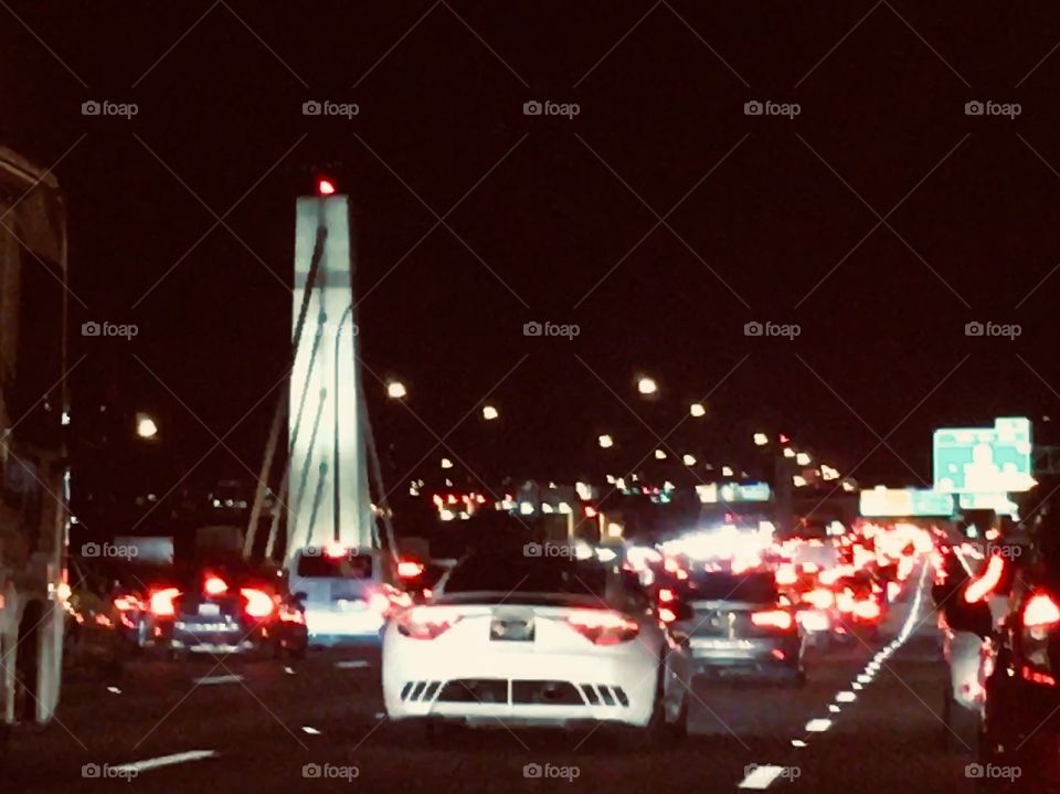 Traffic over the highway bridge 