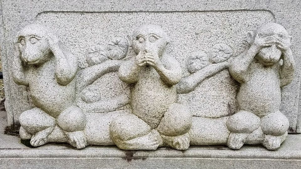 Speak no evil, hear no evil, see no evil Stone carving