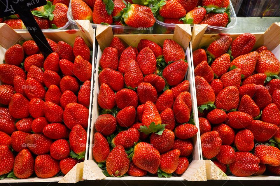 Crates of strawberries