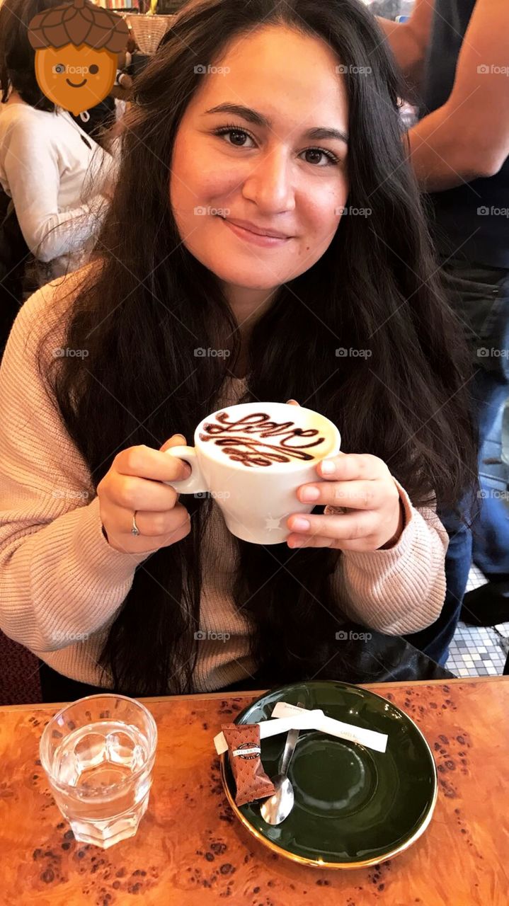 Enjoying a love coffee in a Paris bar 