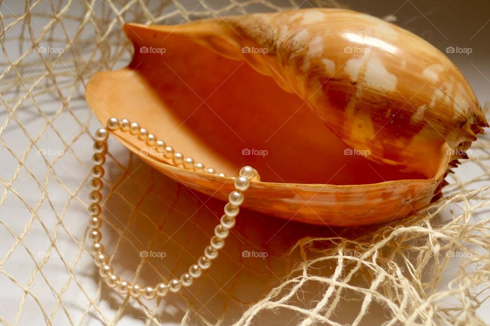 Necklace of pearls in a shell