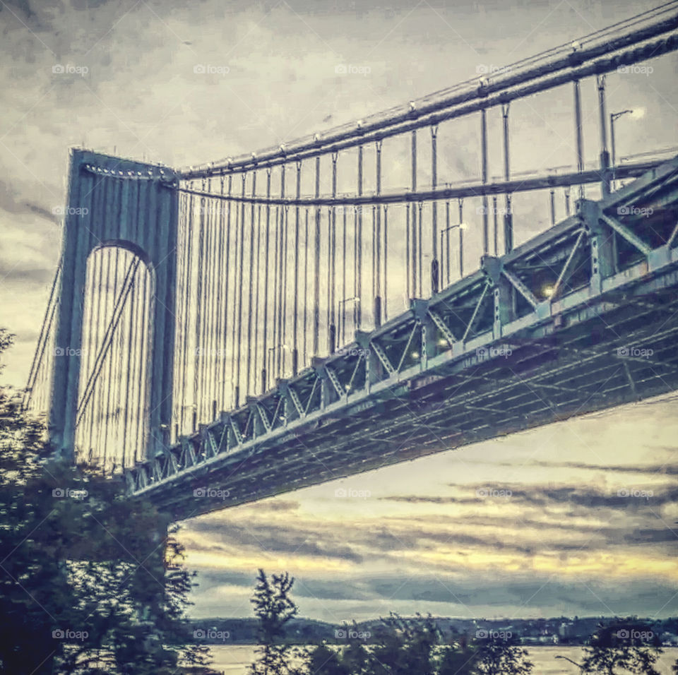 Suspension Bridge under a cloudy sky