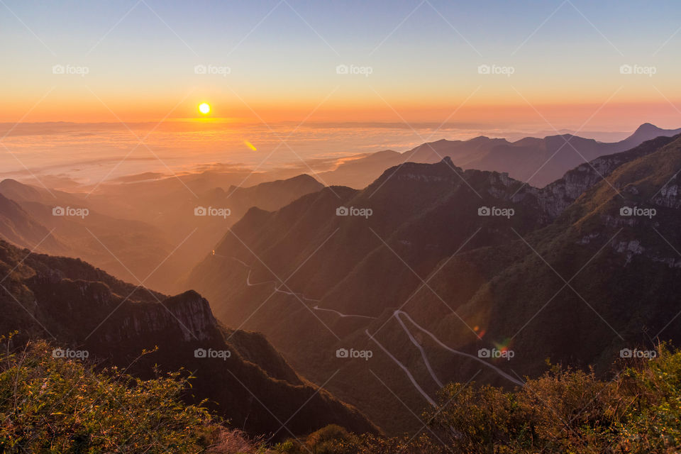 Mountain road, Sunrise