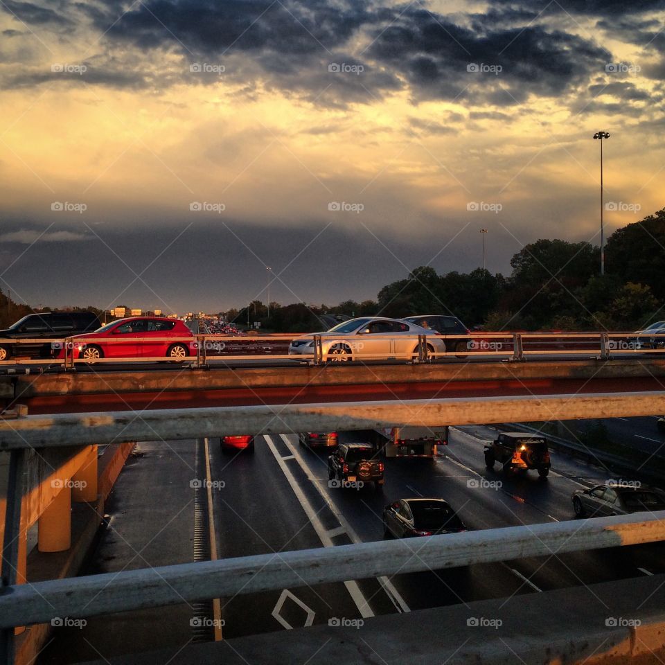 Traffic Jam Storm Coluds. Traffic and and black clouds