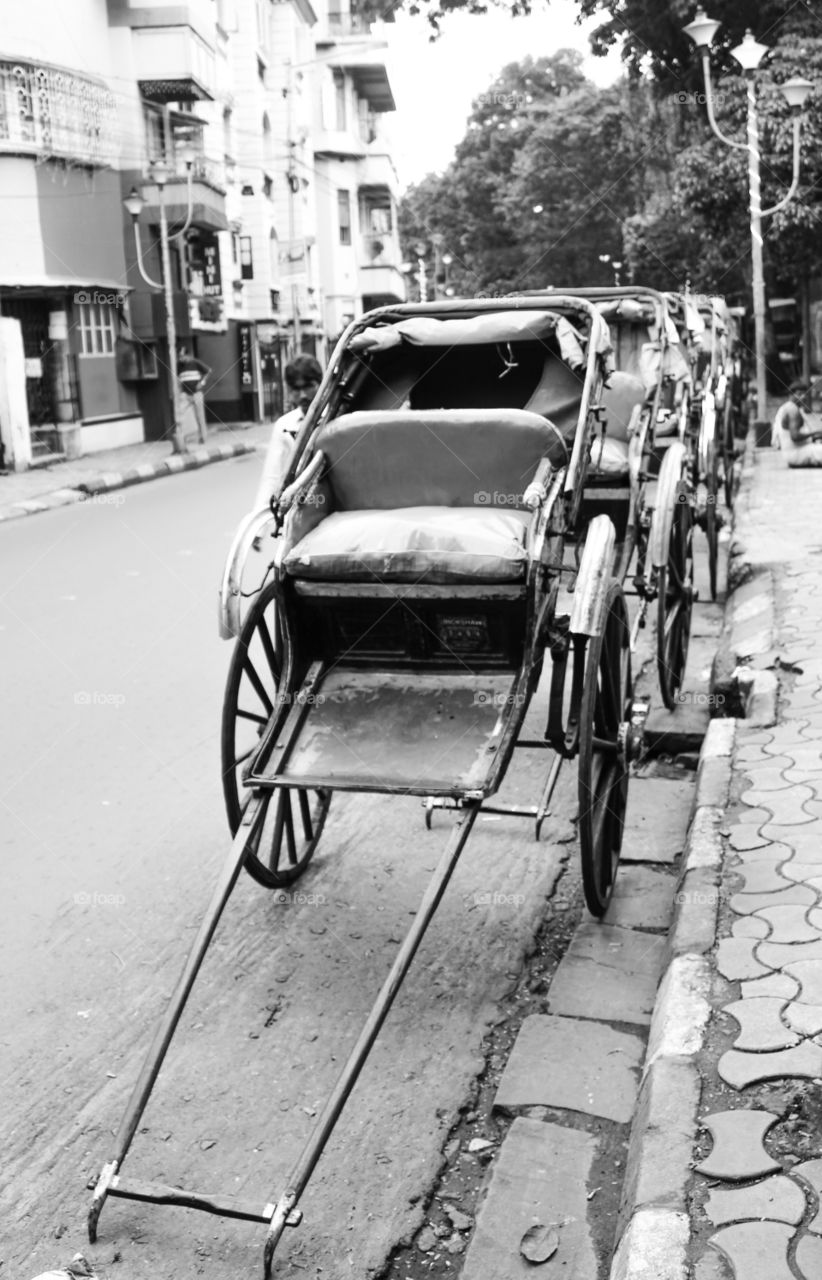 Hand pulled rickshaws of Kolkata. A vintage and Heritage of India 