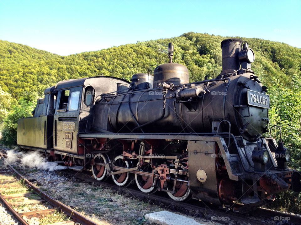 mountain forest iron train by balas_mihai