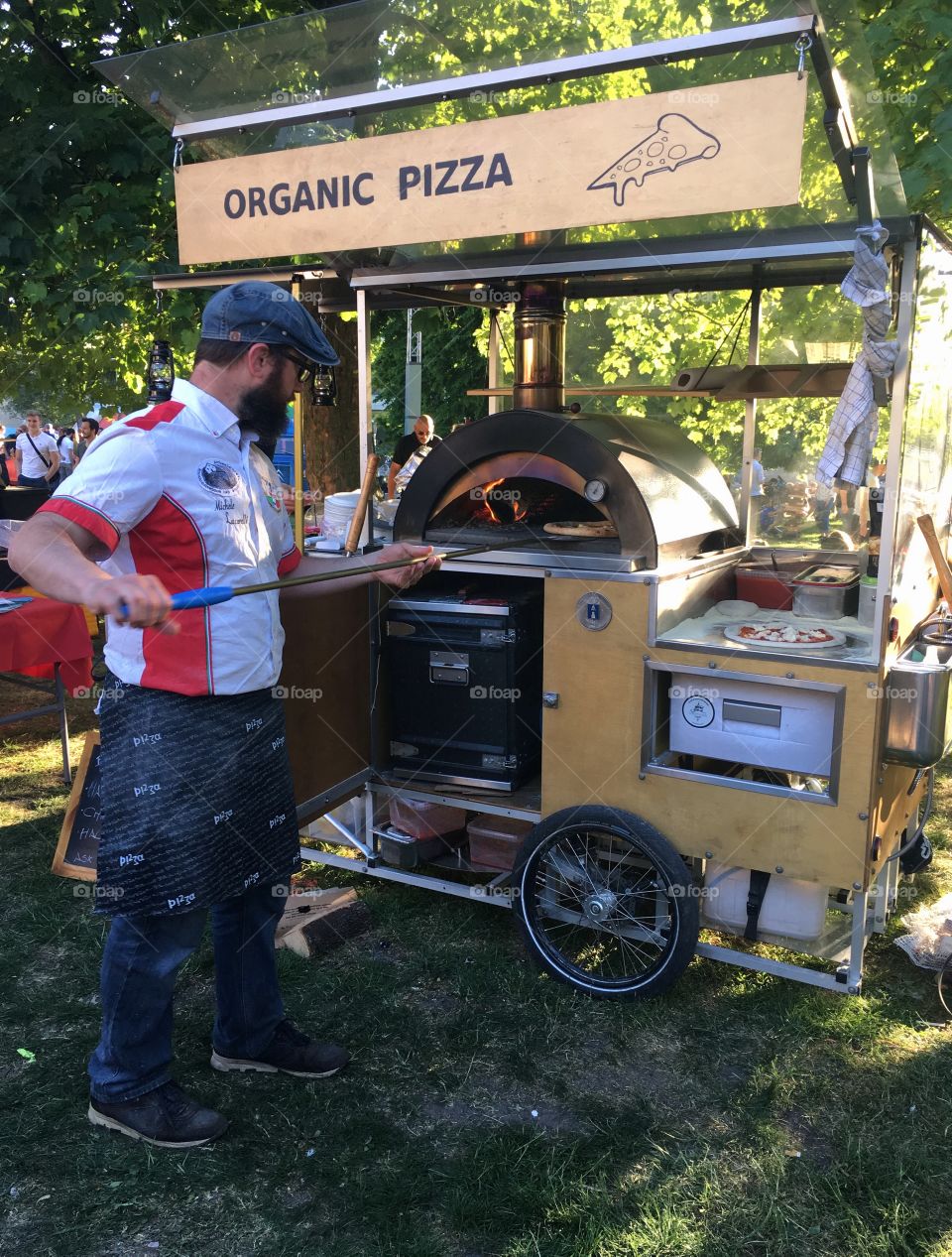 Organic pizza, street food, festival