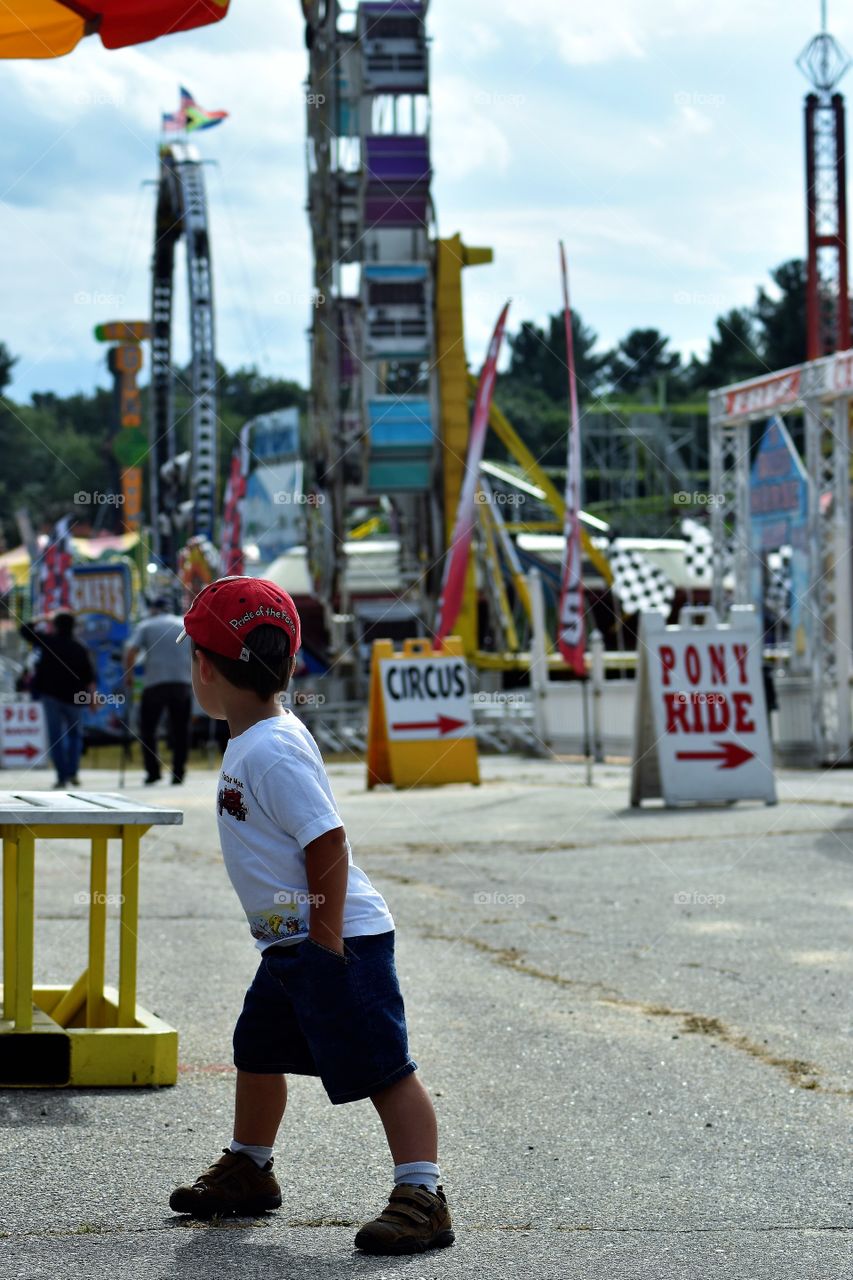 little boy checking out the fair