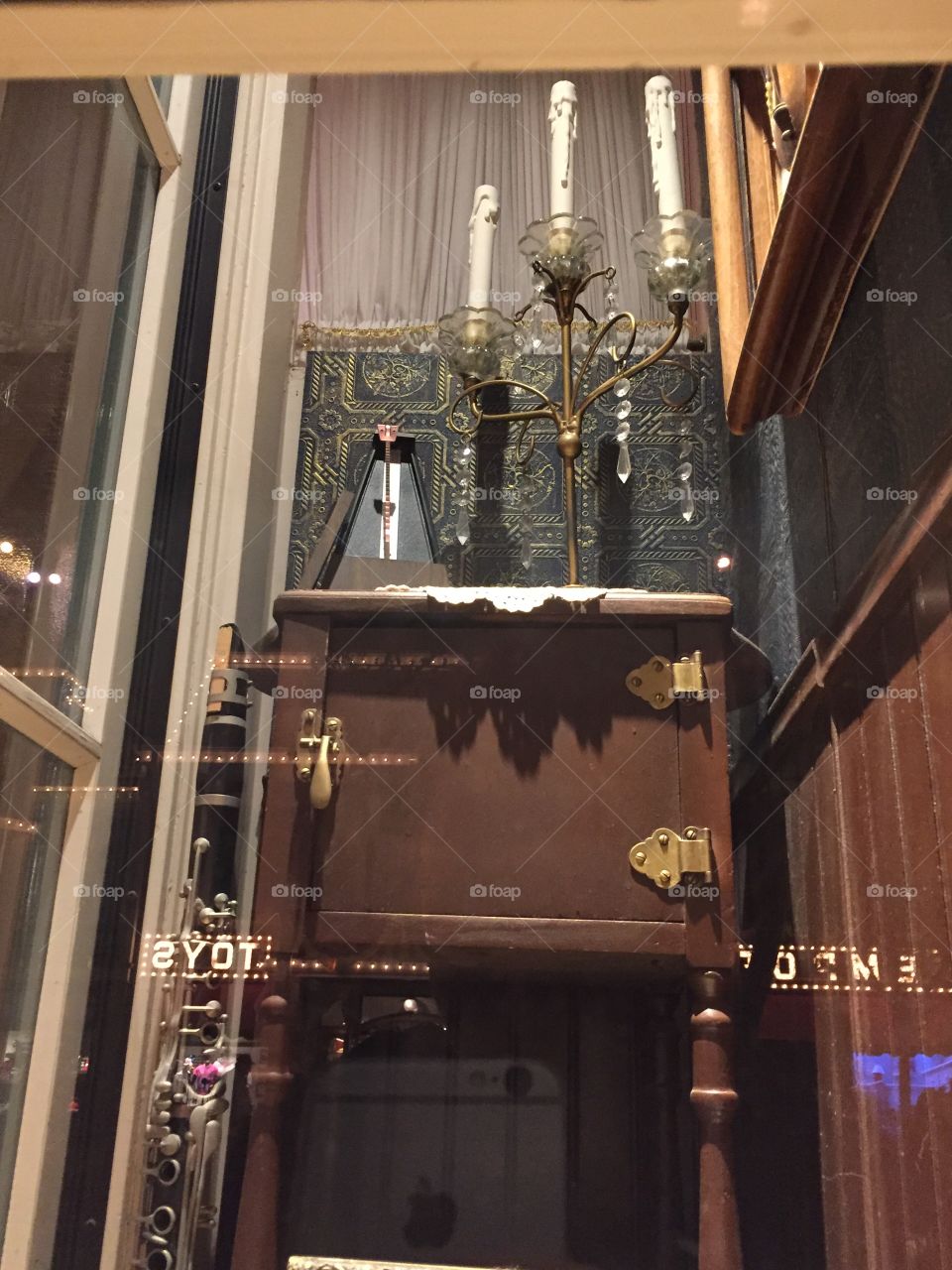 Main Street Disneyland, Anaheim In California. Music and Liberal Arts-1920’s Details. A Metronome and The Emporium Reflection.