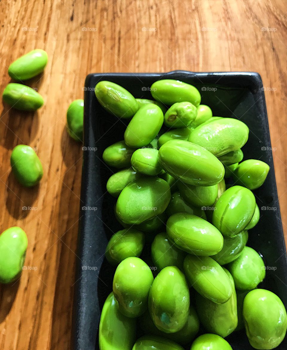 Close-up of soy beans on table