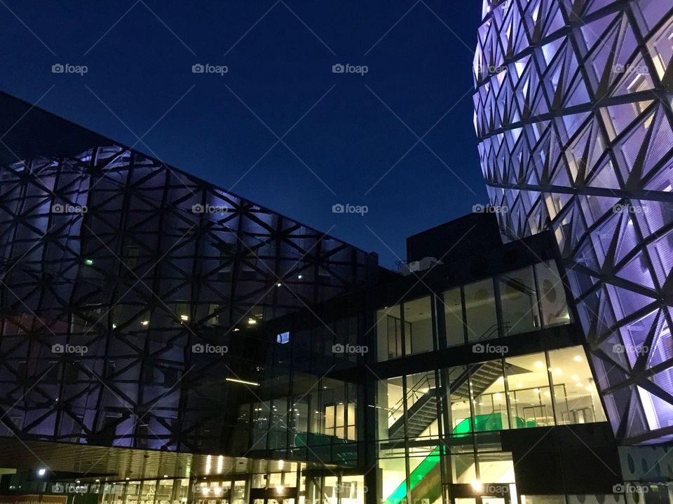A beautiful building . Friends arena in the night! 