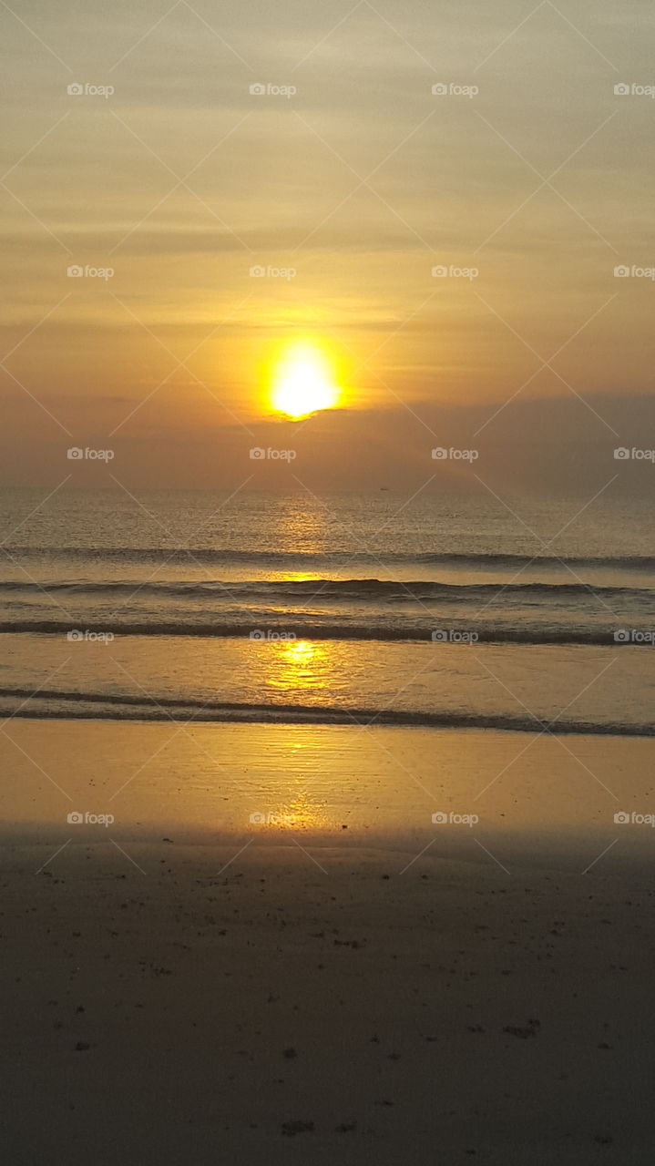 Sunset, Sun, Dawn, Beach, Water