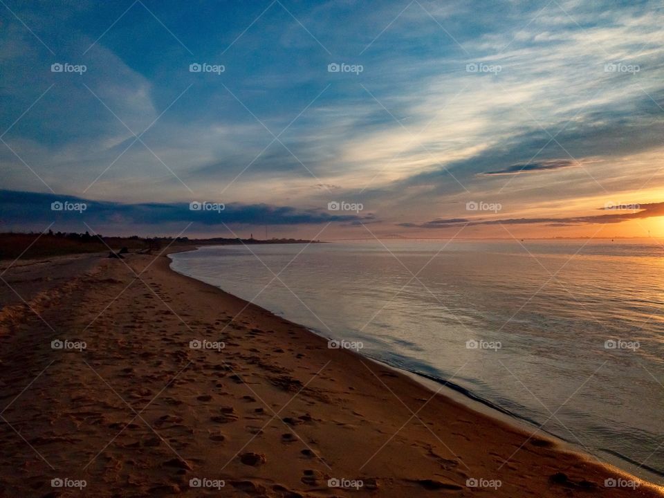 New York, Long Island, Fire Island, sea, ocean, wind, sand, sky, sunset, clouds, colors, calm, relaxation, breeze, warm, summer, bridge, panoramic view, view, nature, water, 