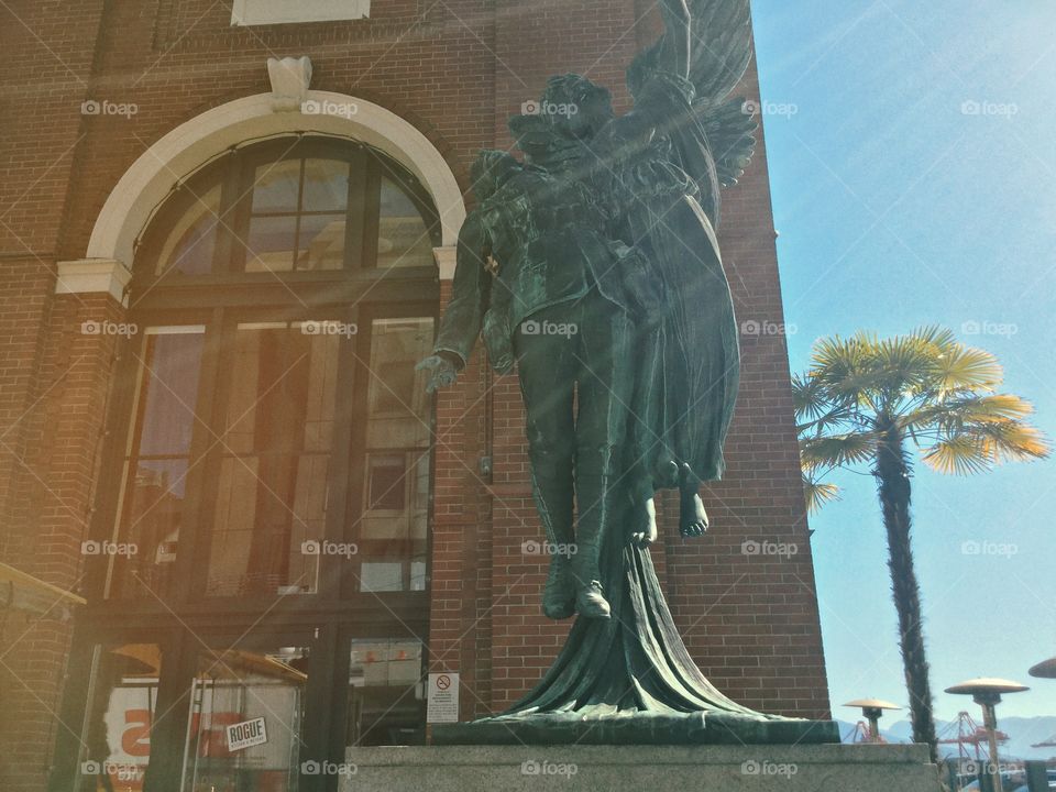 Memorial Statue in front of the Train Station in Vancouver, British Columbia, Canada 