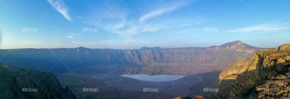 A panoramic view of Al Wahbah Crater, Saudi Arabia