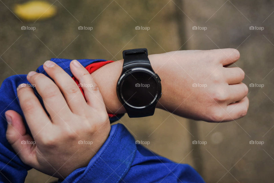Smart watch on a child' hand