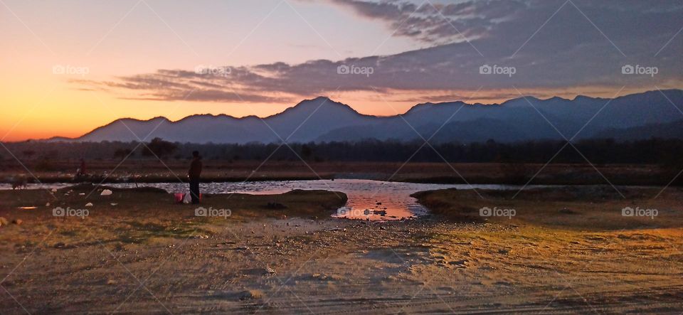 Sunset beauty and the stream